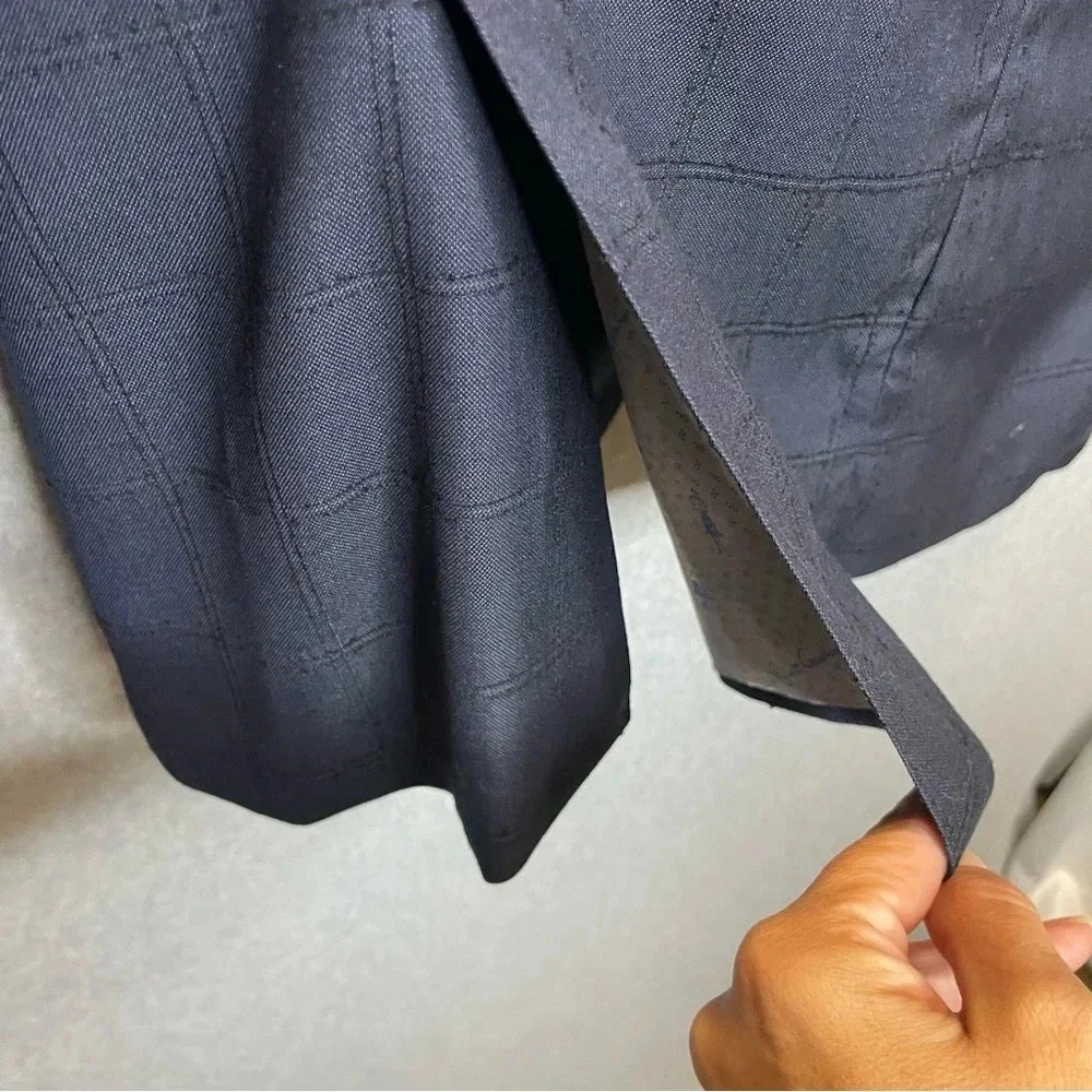Robert Graham Wool/Silk Blend Windowpane Navy Blue Blazer Suit Jacket